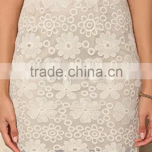 New Arrival Wholesale Bulk Price Clothes Women Midi Skirt With Embroidery Lace Daisies thumbnail-2