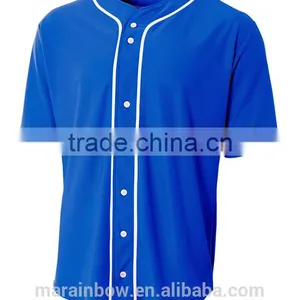 Mens Short Sleeve Full Button Baseball Top Blank Mesh Baseball Jerseys Grey/Black Plain Polyester Dry Fit Baseball Jersey thumbnail-1