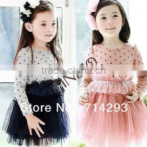 New Baby Girl Dot Bedeck Tulle Bubble Dress Long Sleeve Dress 2 Colors 16824 thumbnail-1