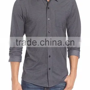 Solid Grey Men's Anti-wrinkle Horse Riding Shirt Made by Top Designers thumbnail-1