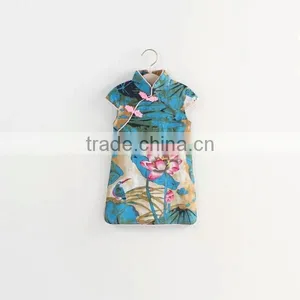 Wholesale - Girls Floral Print Dress 2016 New Style Casual Dress Big Children Girls Owl Cotton QiPao thumbnail-3