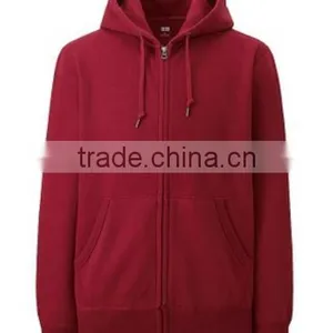 High Quality Custom Plain Hood Zipper Up Cotton Sweatshirt Coat thumbnail-4