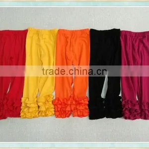 2017 Wholesale Triple Ruffle Icing Pants Girls Sew Sassy Cotton Icing Ruffle Toddler Leggings thumbnail-1