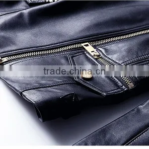 2017 Latest Designs Lady Casual Fashion Women Leather Motorcycle Jacket for Wholesale thumbnail-6