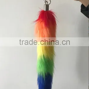 Fluffy Custom Colour Faux Fox Fur Accessory Fur Tail Keychain thumbnail-6