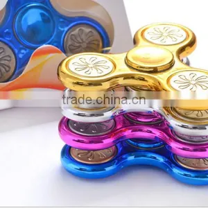 Gold - Plated Fingertips Gyro Decompression Toys Sequins Plastic Printing Finger Between the Toys Three - Leaf Spiral thumbnail-1