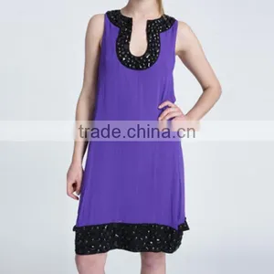 Purple U Collar Lady Middle East Tunic Dress thumbnail-1