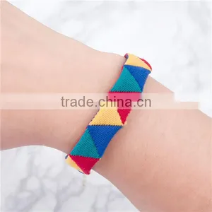 Fabric Boho Chic Bracelets Multicolor Cord Triangle Pattern Elastic 16.5cm Long thumbnail-2
