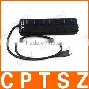 FF9 High Speed 7-Port USB 3.0 Hub w/ Switches / LED Indicators - Black thumbnail-1