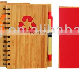 Bamboo Wood Cover Spiral Notebook A6 70grams 70sheets Recycle Paper Cutout Any Shape With Recycle Paper Pen thumbnail-1