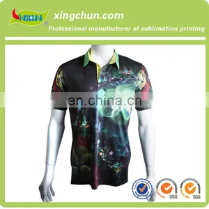 Colorful Flowers Design High Quality Polyester Dye Sublimation Printing Men's Polo Tees for Promotion thumbnail-1