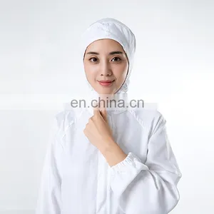 White 100%Polyester Elastic Cuff Food Factory Worker Uniform thumbnail-4
