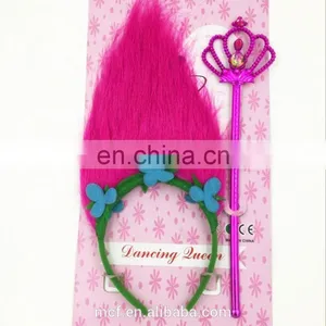 2018 New Design Headwear Flower Unicorn Hairband Cospay Troll Headband With Hair for Kids thumbnail-3