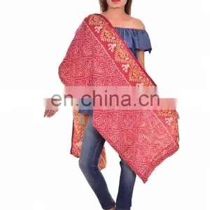Reversible Vintage Cotton Kantha Scarf Handmade Hijab Stole Sari Shawl thumbnail-2