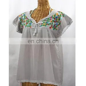 Mexican Embroidered Kaftan Stylish Women's Colorful Cotton Handmade Embroidered Beachwear Kaftans For Girls thumbnail-1