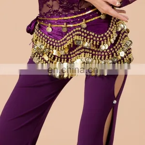 Egyptian Style Gold Coins Velvet Top Quality Belly Dance Hip Scarf Belt Y-2030# thumbnail-2