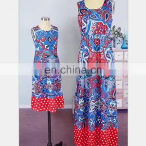 2019 New Vintage Print Clothes Women Long Dress Wholesale Mommy And Me Apparel (this Link for WOMAN) thumbnail-1