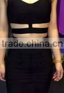 Summer Dress 2015 New Strap Two Piece Set Women Gray Black White Elegant Bodycon Celebrity Bandage Dresses Bandage Bodycon Women thumbnail-3