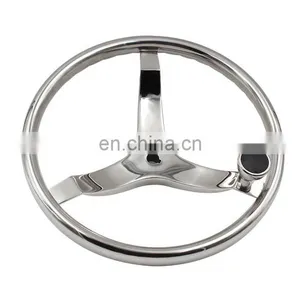 OEM Stainless Steel Marine Hardware 3 Spoke Boat Steering Wheel thumbnail-3