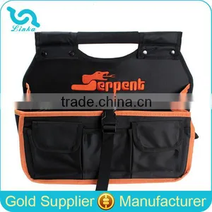 Heavy Duty 1680D Carpenters Tool Bag Multifunctional Carpenters Tool Bag Deluxe Black Carpenters Tool Bag With Orange Trim thumbnail-1