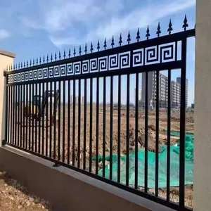 Blue and White or All Black Zinc Steel Fence Nets and Welded Iron Railings for Villas, Iron Art Fences for Construction Site Walls thumbnail-3