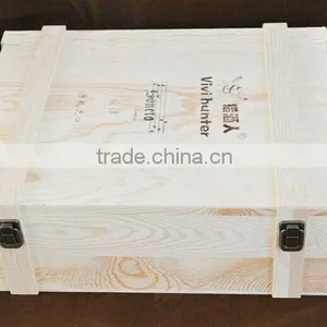 4 Bottles Pine Wood Wine Box Wooden Wine Bottle Gift Box thumbnail-3