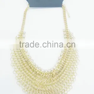 FACHION CHUNKY JUMP RING CHAIN RHINESTONE NECKLACE EARRING SET thumbnail-1