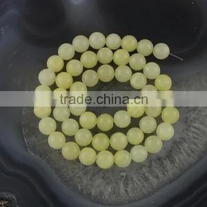 YJ1124 -8 High Quality Pale Yellow Dyed Jade Stone Beads Strand thumbnail-1