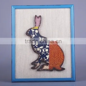 Hanging Wall Art With the 3D Color Rabbit With the Fabric Background thumbnail-1