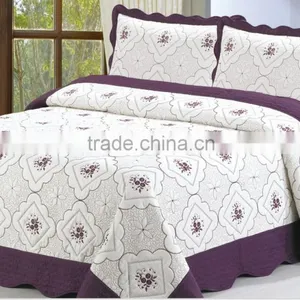 2015 New Designs, Microfiber Embroidery Bedspread Bedsheets Quilt Throw Set thumbnail-3