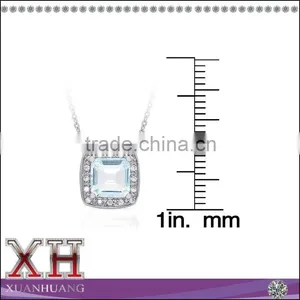 Guangzhou Factory Wholesale Sterling Silver Blue Topaz Jewelry Earring and Necklace Set thumbnail-1