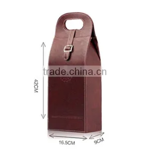 New Design Portable 2 Bottle Leather Wine Carrier thumbnail-4