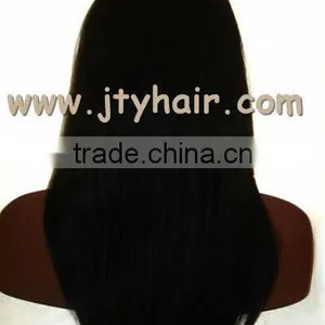 Hot Beauty Natural Hairline 20" #1 Jet Black Yaki Straight, Tangle Free 5a Peruvian Hair Lace Front Wig With Fringe thumbnail-4