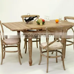 Home Useful Antique Solid Wooden Extensible Dining /Party Table (DT-515F-OAK,90CM) thumbnail-1