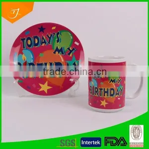 Ceramic Dinnerware Print Decal, Red Dinner Set, Customized Ceramic Mug and Plate thumbnail-1