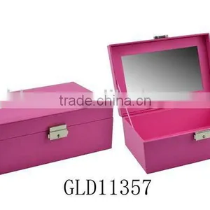 Pink Cheap Jewelry Box Design With Lock/mirror/satin thumbnail-1