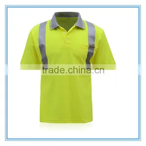 Custom Design Fluorescence Orange Yellow High Visibility Cheap Safety Reflective Uniform T-shirt thumbnail-5
