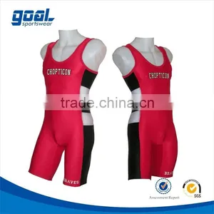 High Quality Sublimated Printing China Factory Colorful Custom Children Wrestling Singlet thumbnail-1