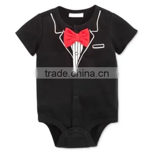New Design Baby Boys Special Funny Print Short Sleeve Bow Tie Romper thumbnail-2