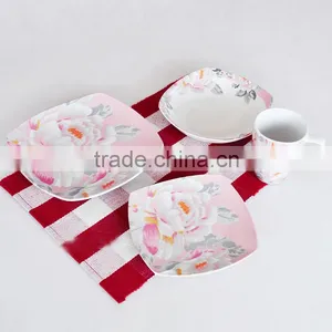 16 Pcs Ceramic Square Dinner Set,tony Round Porcelain Dinnerware Set thumbnail-3