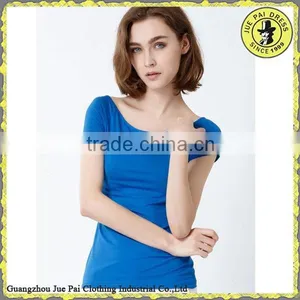 Sexy Slim Fit Women Blank Scoop t Tops For France thumbnail-1
