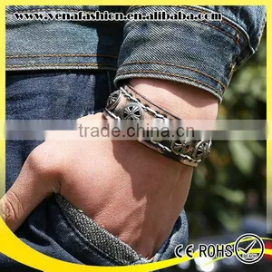 Bracelet Making Supplies Button Boys Genuine Leather Bracelet thumbnail-5