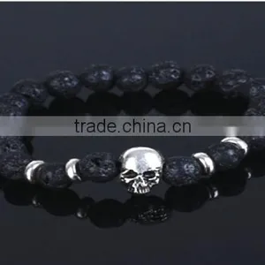 Lava Stone Beads With Skull Bracelet : Wholesaler Manufacturer thumbnail-1