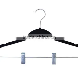 Velvet Flocked Skirt Hanger Pants Hanger Metal Hanger With Clips/. thumbnail-2