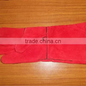 CUSTOME MADE WELDING GLOVES LINED LEATHER RED thumbnail-1