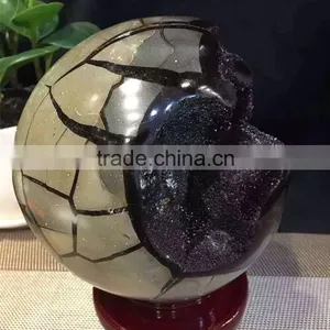 Natural Rock Septarium Geode Crystal Stone Ball Hemisphere Ornaments thumbnail-1