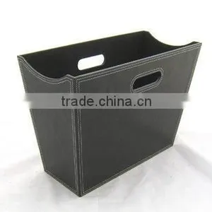 Large Volume Leather Storage Basket for Home, Hotel Storage. thumbnail-1