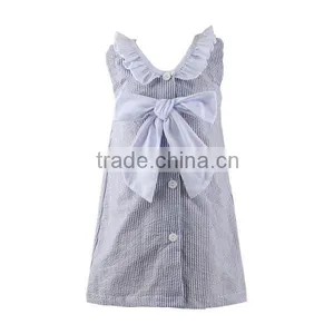 2016 Kaiyo Wholesale Children Lace Ruffle Dress Decorate With Bowknot Oem Service Princess Seersucker Dress Home Dress thumbnail-4