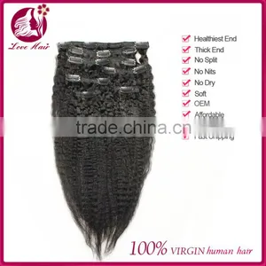 7A Clip In Human Hair Extensions Brazilian Virgin Italian Yaki Kinky Straight Clip In Hair Extensions Love Hair Products thumbnail-3