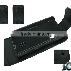 Black Leather Case With Carbon Fiber for Sony Ericsson X8 thumbnail-1